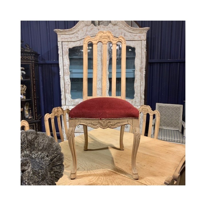 Six Washed Oak Dining Chairs C1900 French Louis XV Style