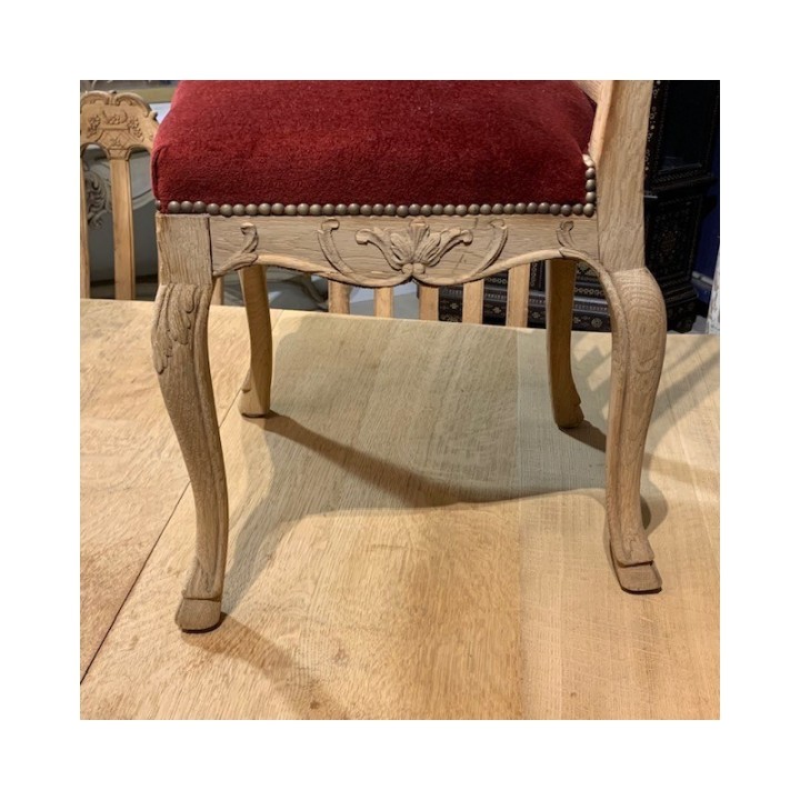 Six Washed Oak Dining Chairs C1900 French Louis XV Style