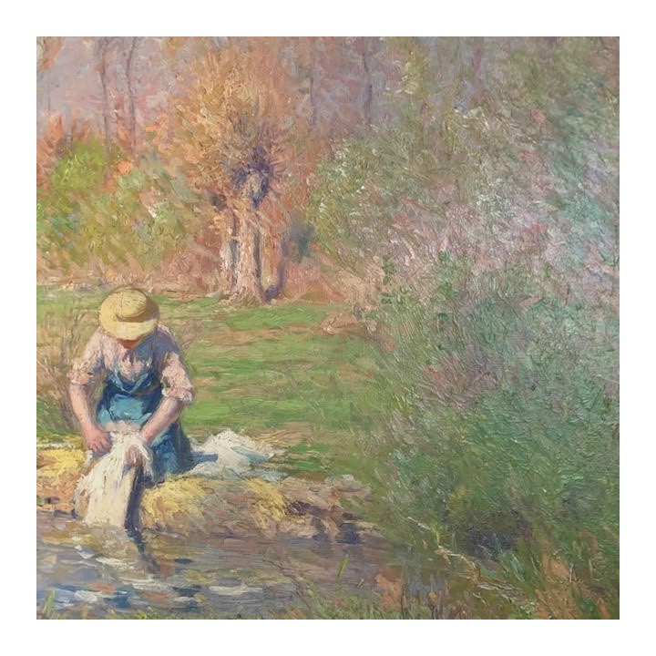 C1940 French Oil on Canvas La Lavendere