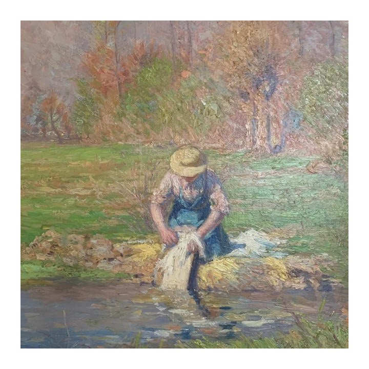 C1940 French Oil on Canvas La Lavendere