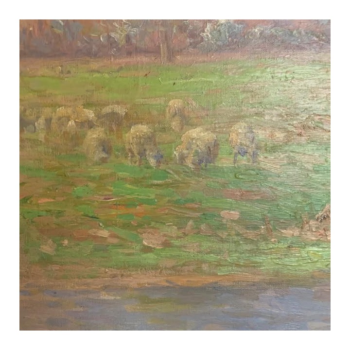 C1940 French Oil on Canvas La Lavendere