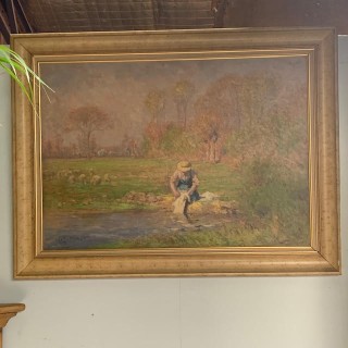 C1940 French Oil on Canvas La Lavendere