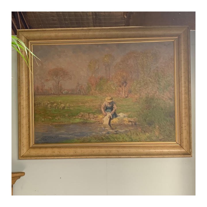 C1940 French Oil on Canvas La Lavendere