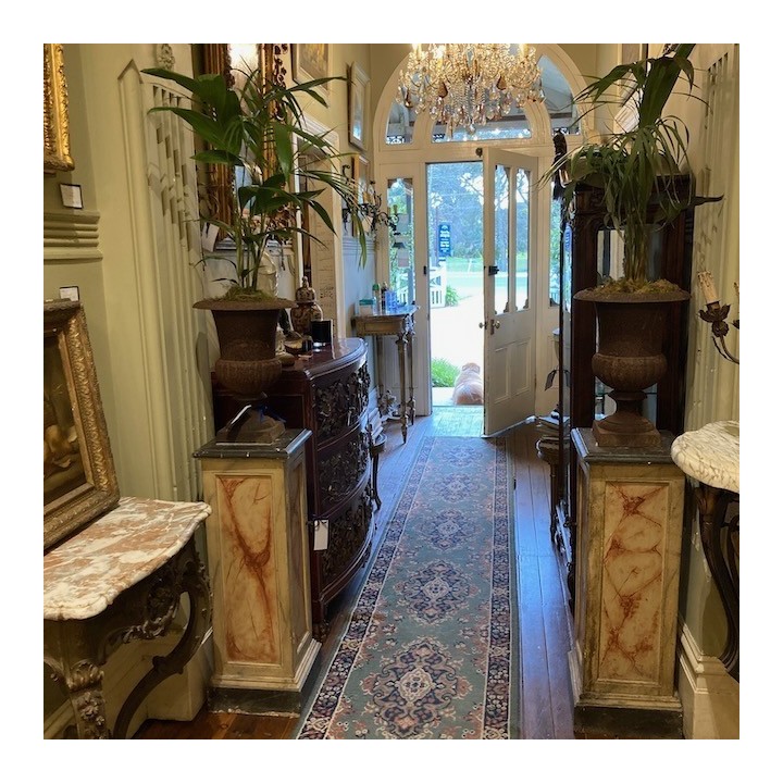 C19th Pair of Pedastal Swedish Faux Marble featuring Cupboards