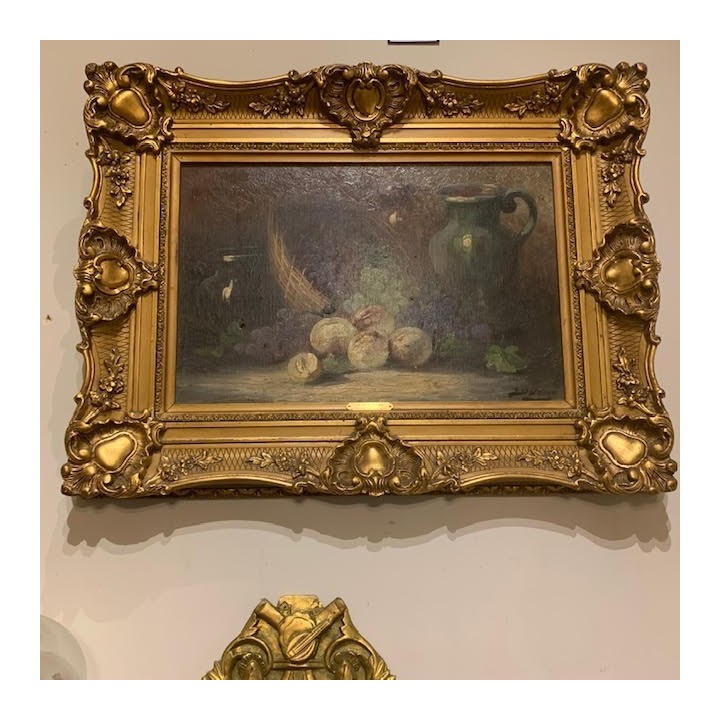 C19th French Still Life Oil on Canvas Signed Duvol lower left