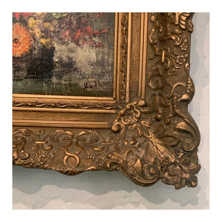 C19th Oil on Canvas Still Life Signed