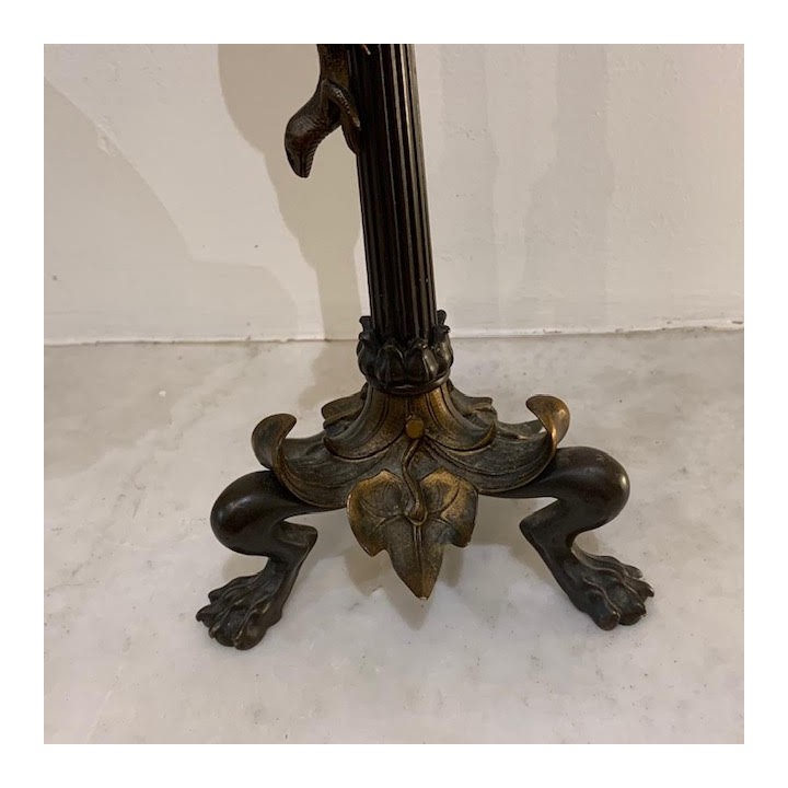 C19th Napoleon III Barbeidienne Pair of Bronze Candle Holders