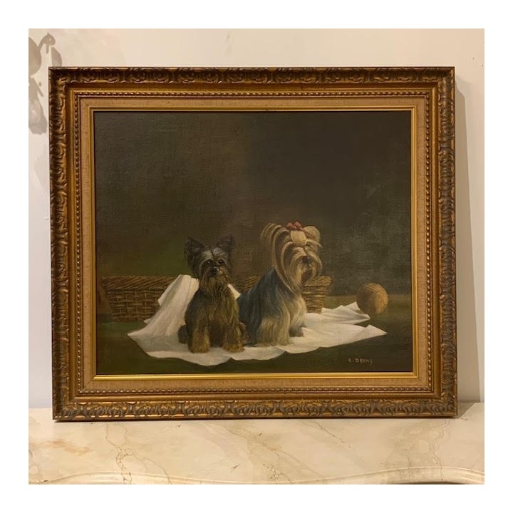 C1930 Flemish Portrait Pair of Silky Terriers