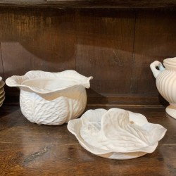 Vintage White porcelain Cabbage Bowl with lid