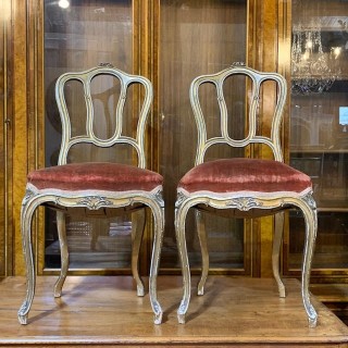 C19th French Pair Gild Salon Chairs