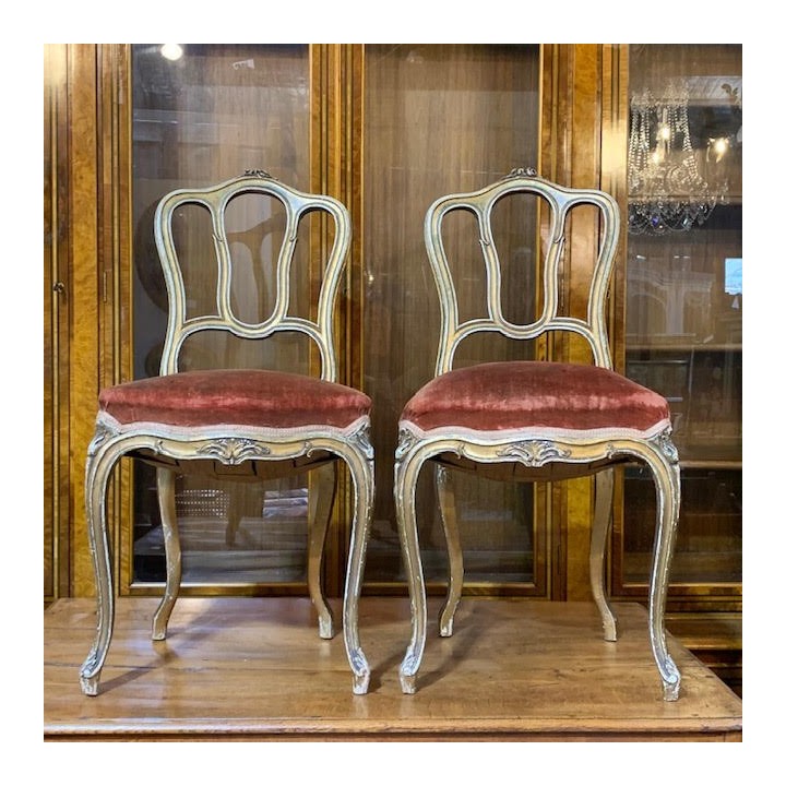 C19th French Pair Gild Salon Chairs