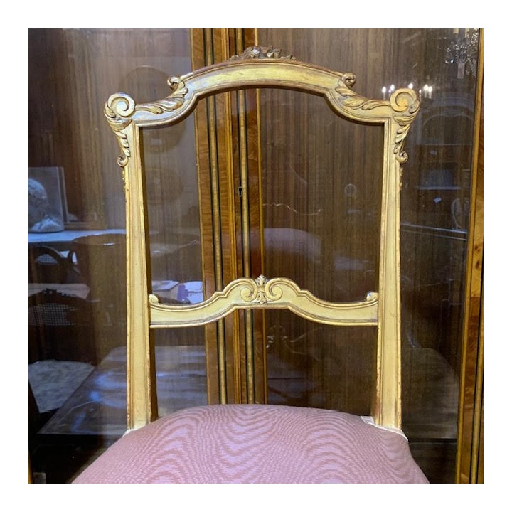French Pair of C19th Salon Chairs Gilded