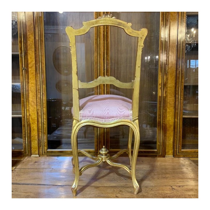 French Pair of C19th Salon Chairs Gilded