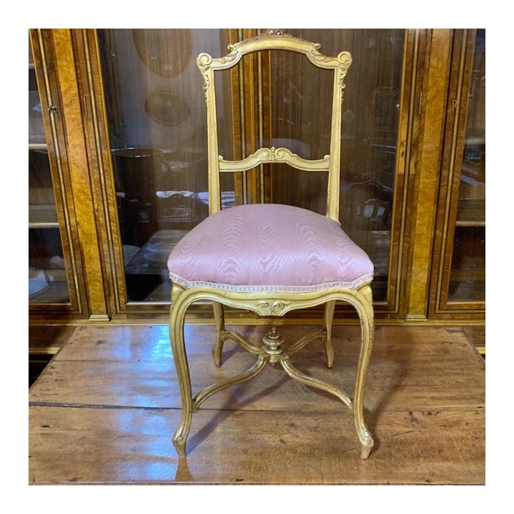 French Pair of C19th Salon Chairs Gilded