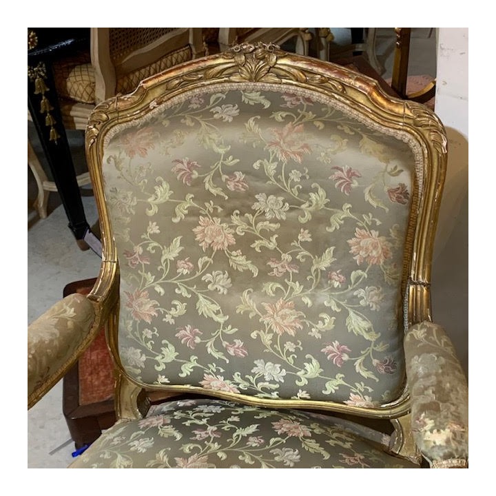 C19th French Pair of Louis XV Style Gilded Armchair original Patine