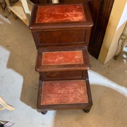 C19th Louis Philippe Library Step in Mahogany with Original Leather steps