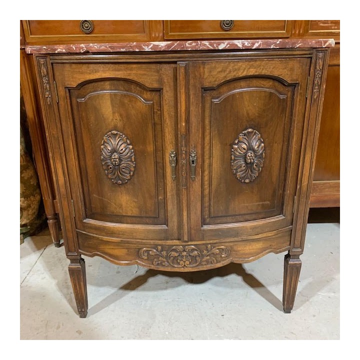 Antique Louis XVI Style Cabinet with RougeMarble Top