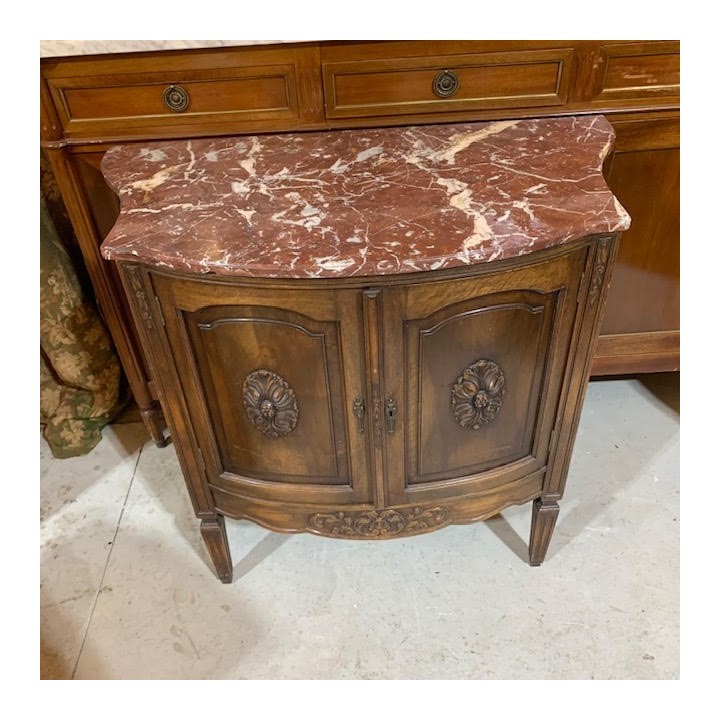 Antique Louis XVI Style Cabinet with RougeMarble Top