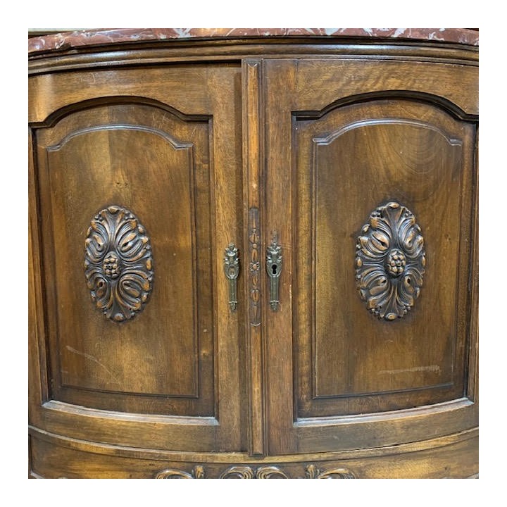 Antique Louis XVI Style Cabinet with RougeMarble Top