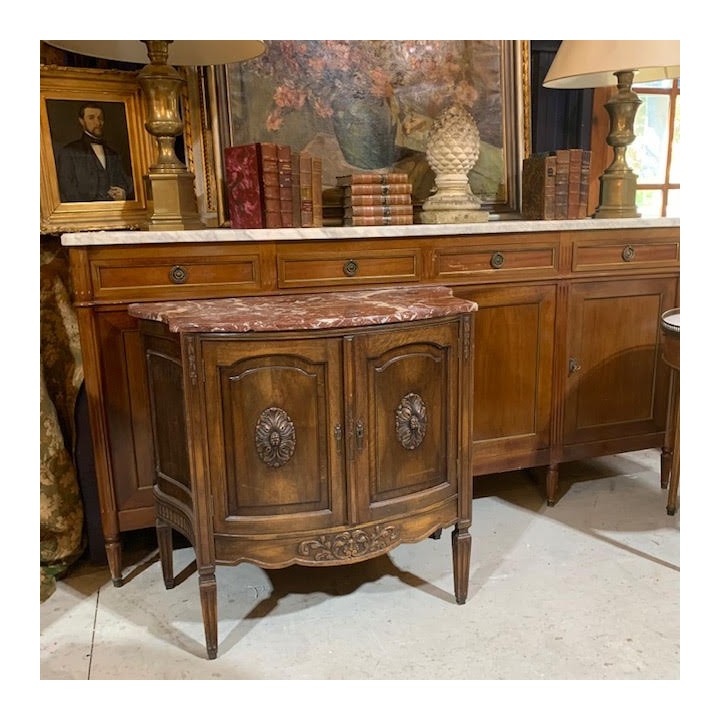 Antique Louis XVI Style Cabinet with RougeMarble Top