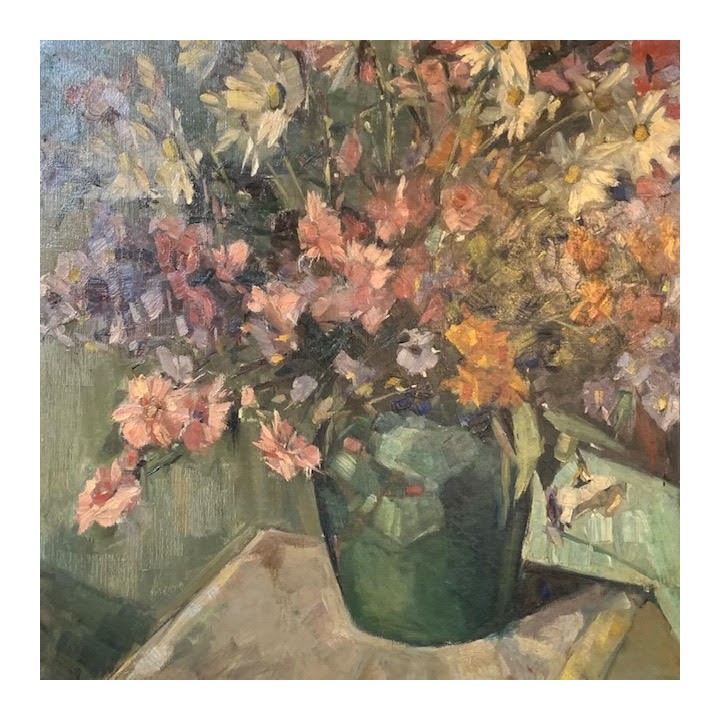 French Vintage C1950 Still Life Oil on Canvas