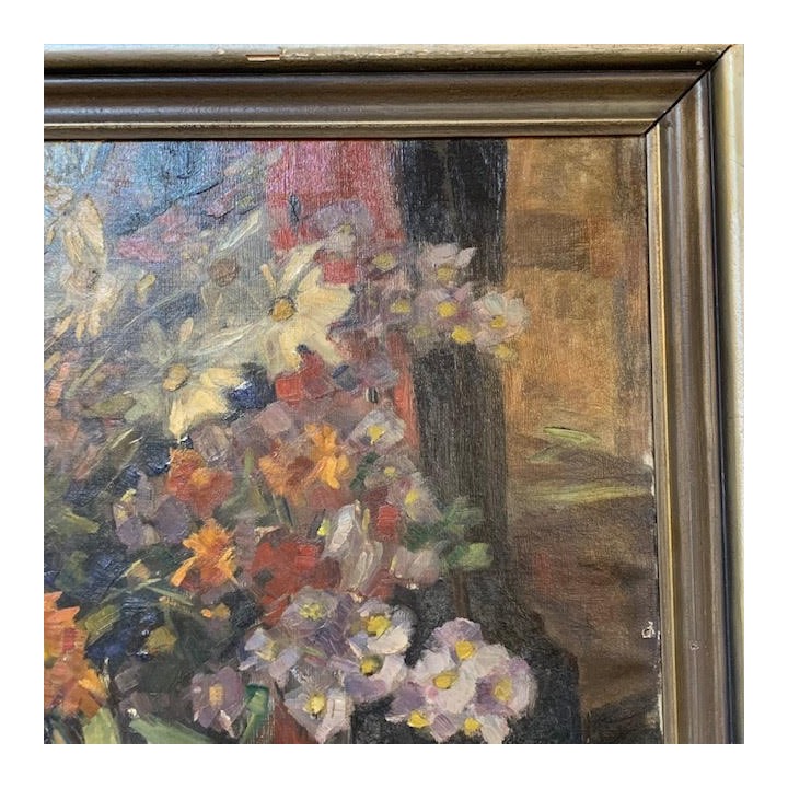 French Vintage C1950 Still Life Oil on Canvas
