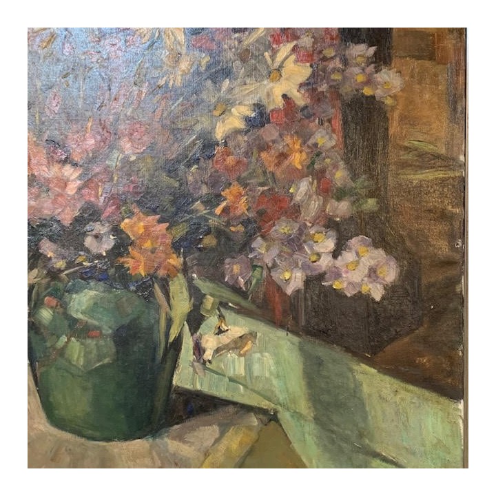 French Vintage C1950 Still Life Oil on Canvas