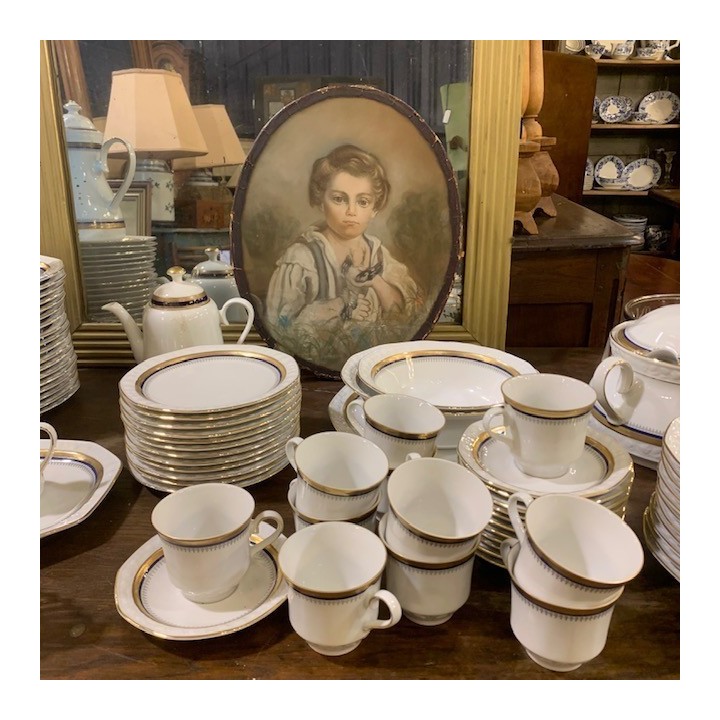 Porcelaine Service Blue White and Gold C1950 Bavarian