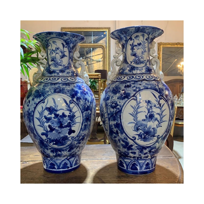 C1950 Delft Pair of Vase