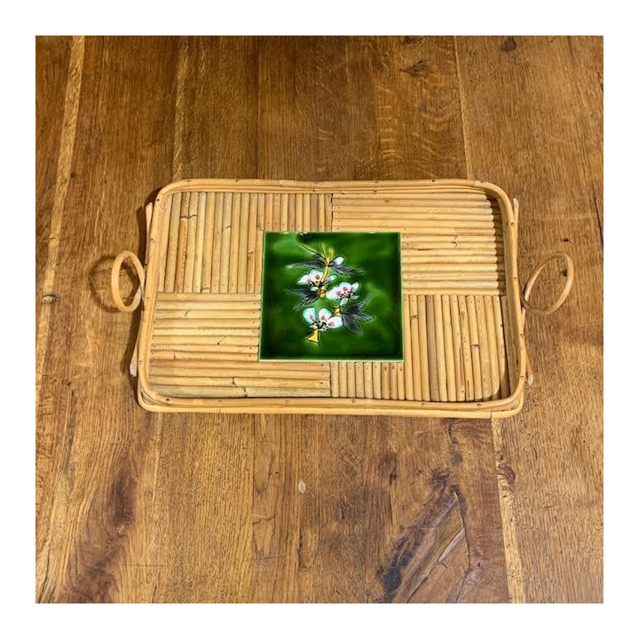 French Vintage Bamboo Tray