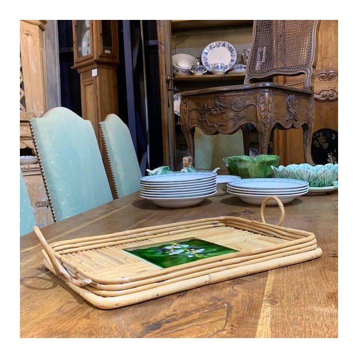 French Vintage Bamboo Tray