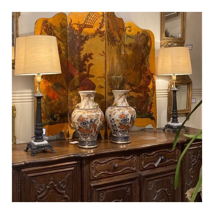 Vases Pair Decorative Oriental Vases Vintage