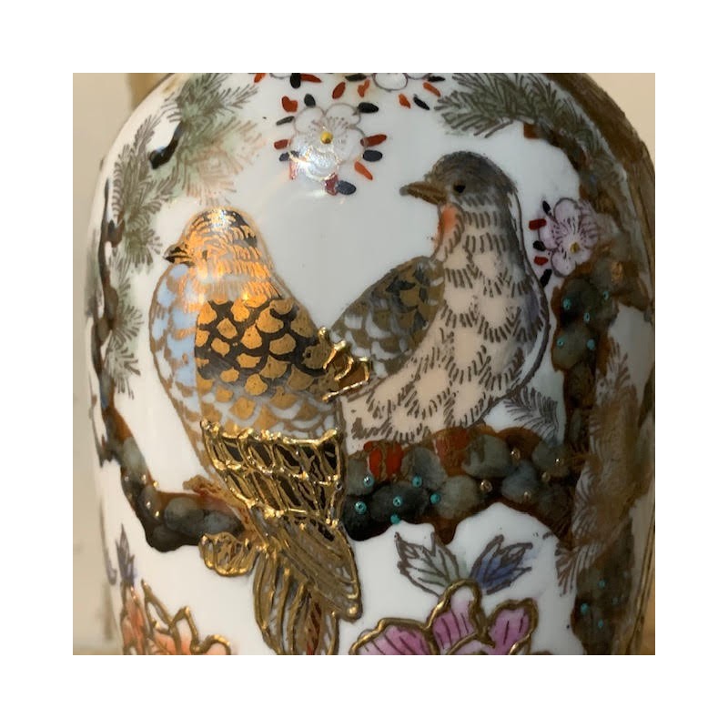 French Vintage Vase Chinoiserie Birds