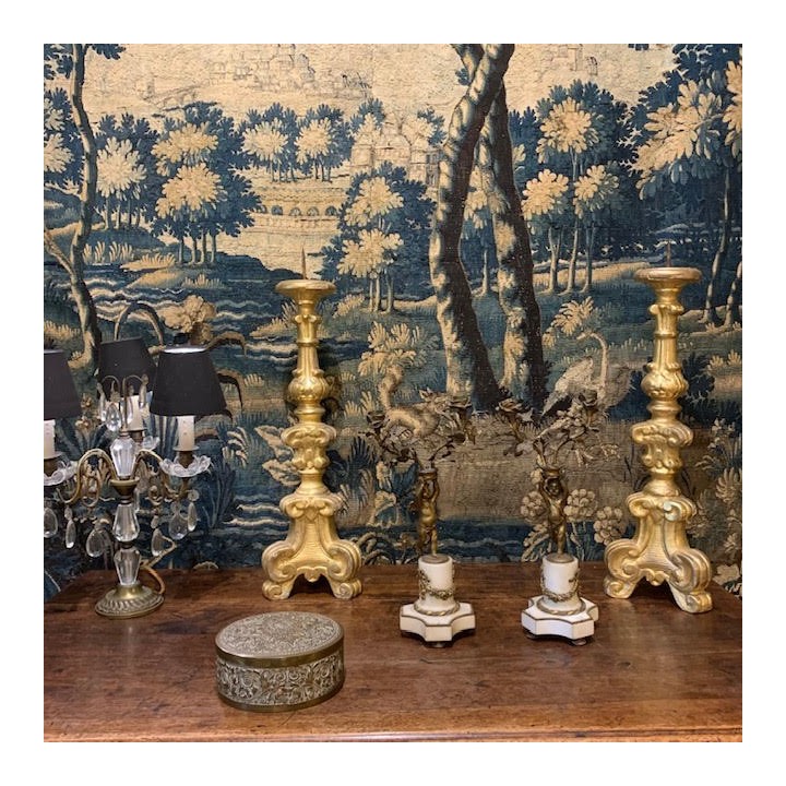 C19th Napoleon III Pair of Cherub Ormolu Candleholder