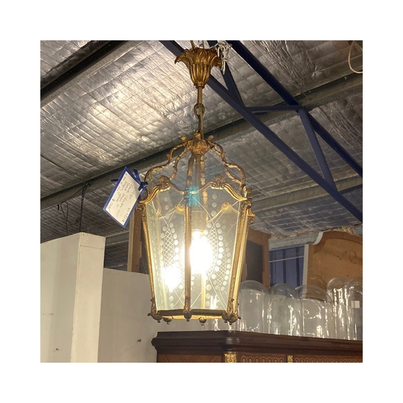 C1940 Lantern French with Etched Glass Panels