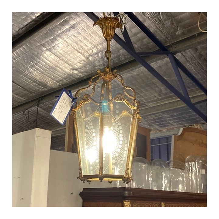 C1940 Lantern French with Etched Glass Panels