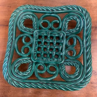French Vintage Green Glazed Dish