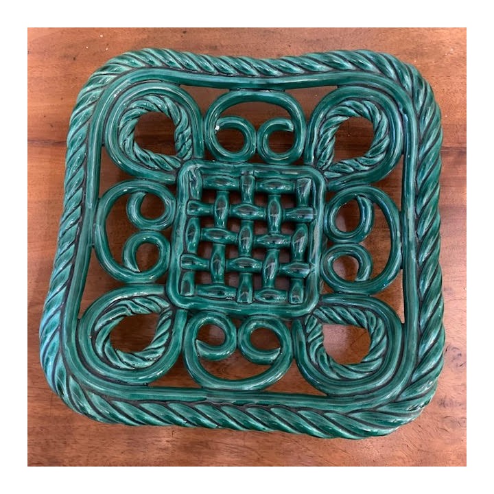 French Vintage Green Glazed Dish