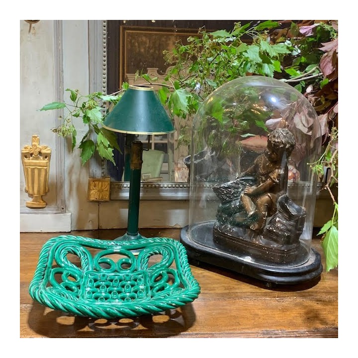 French Vintage Green Glazed Dish