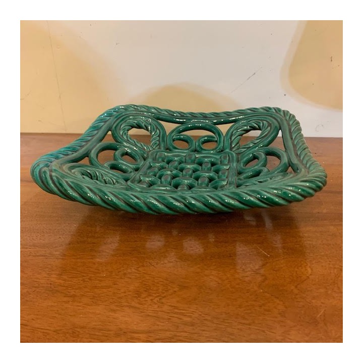 French Vintage Green Glazed Dish