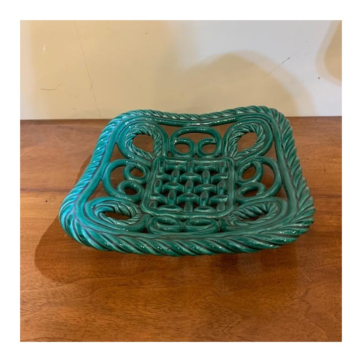 French Vintage Green Glazed Dish