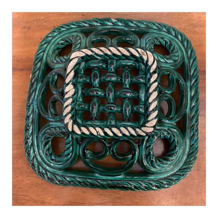 French Vintage Green Glazed Dish