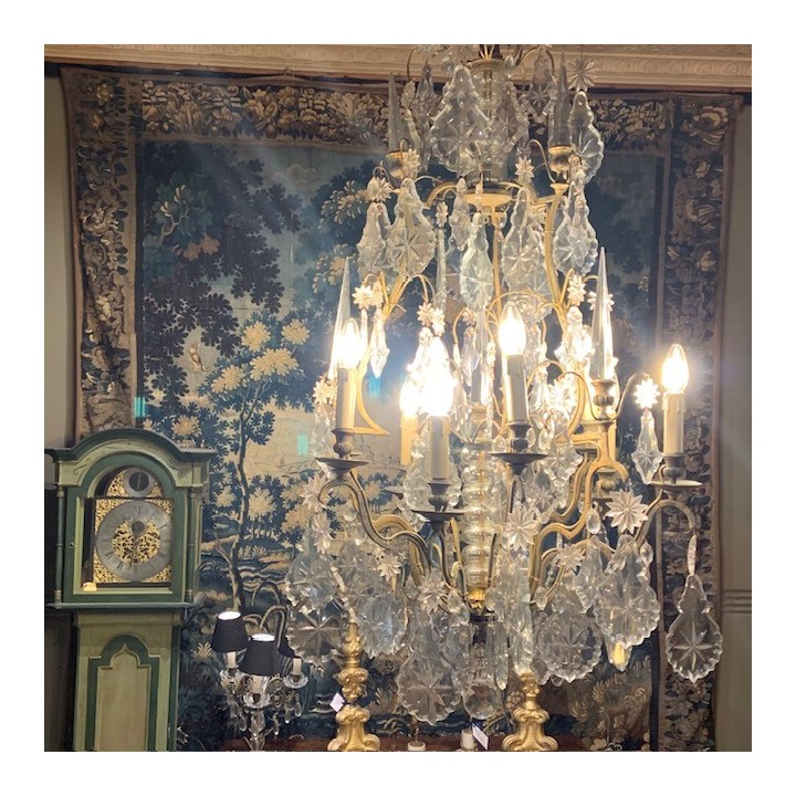 C19th French Crystal Chandelier Nine Globes