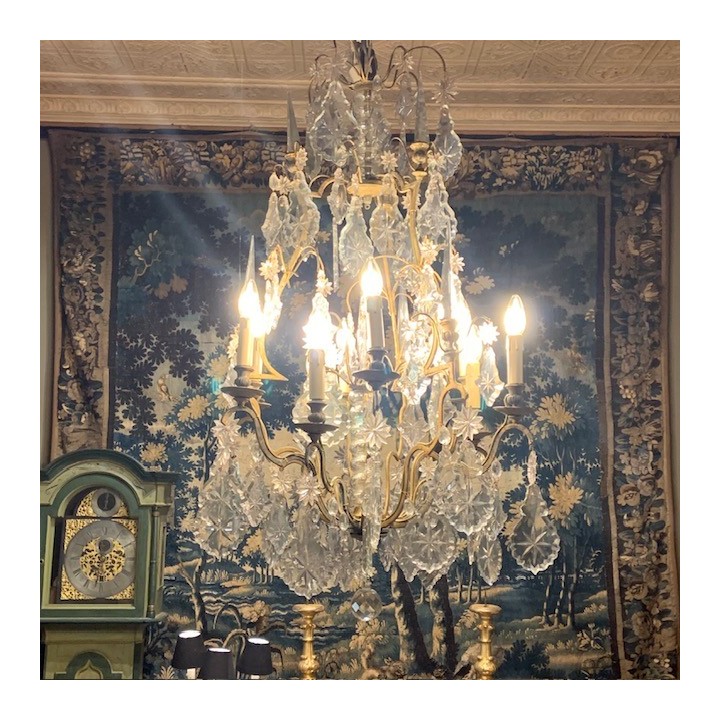 C19th French Crystal Chandelier Nine Globes