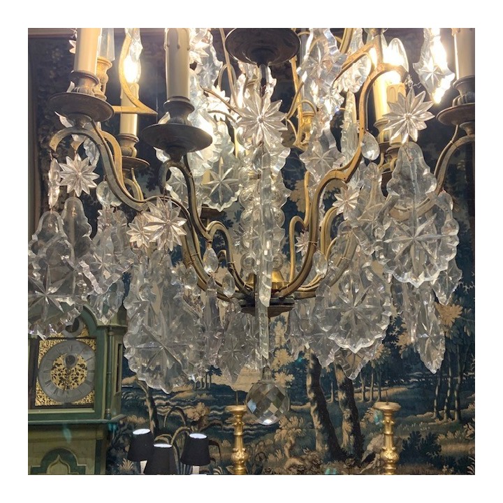 C19th French Crystal Chandelier Nine Globes