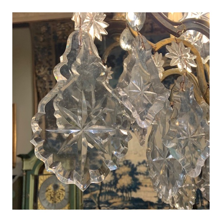 C19th French Crystal Chandelier Nine Globes