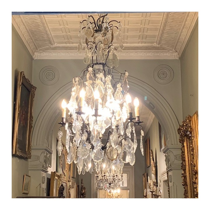 C19th French Crystal Chandelier with 12 Globes