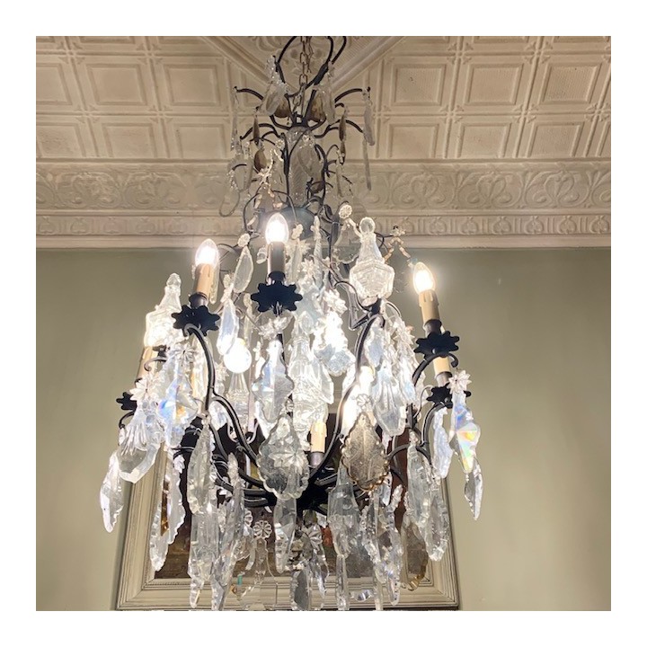 C19th French Crystal Chandelier with 12 Globes