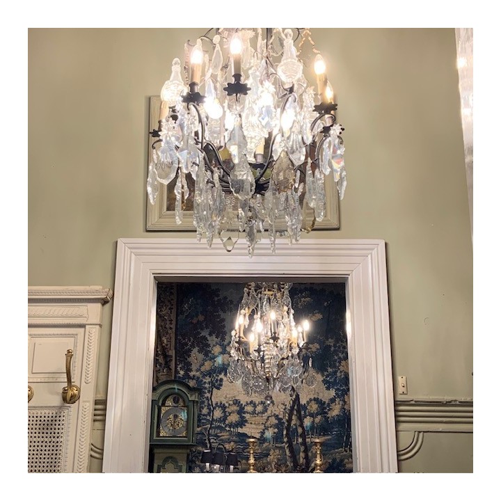 C19th French Crystal Chandelier with 12 Globes