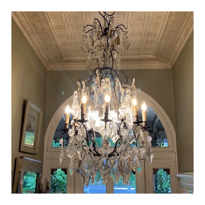 C19th French Crystal Chandelier with 12 Globes